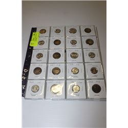 TWO SHEETS OF SILVER CANADA QUATERS AND DIMES