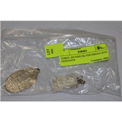 THREE .999 FINE SILVER MEDALLION PENDANTS