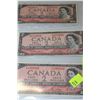 Image 1 : SET OF THREE 1954 2 DOLLER CANADA BANKNOTES