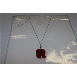 14KT GOLD ROPE CHAIN WITH RED JADE PENDANT