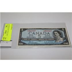 CANADA 1954 5 DOLLAR BANKNOTE