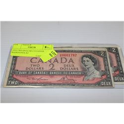 1954 TWO DOLLAR CANADIAN BANKNOTES X2