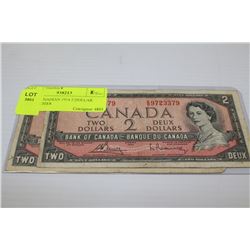 TWO CANADIAN 1954 2 DOLLAR BANKNOTES