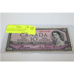 1954 CANADIAN TEN DOLLAR "DEVIL'S FACE" BANKNOTE