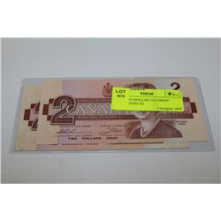 1986 TWO DOLLAR CANADIAN BANKNOTES X2