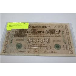 1910 GERMAN 1000 REICHS BANKNOTE
