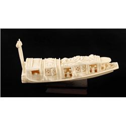 Carved Elephant Ivory Boat
