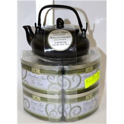 CERAMIC TEAPOT WITH 4 ASSORTED TEAS