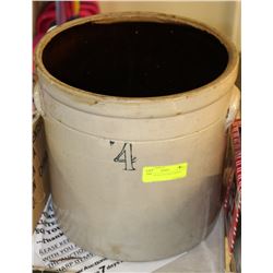 4 GALLON SALT GLAZED CROCK