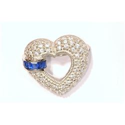 STERLING SILVER "HEART" CZ & AMETHYST BROOCH