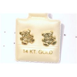 14KT GOLD 'TEDDY BEAR' EARRINGS