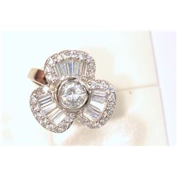 STERLING SILVER CZ "CLOVER" RING
