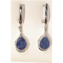 STERLING SILVER ENHANCED SAPPHIRE EARRINGS
