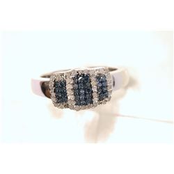 STERLING SILVER DIAMOND (67 TOTAL DIAMONDS) RING