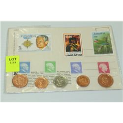 JAMAICA STAMPS W/ 5 COIN CENTS