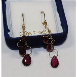 10K Gold Pink Tourmaline Leverback Teardrop