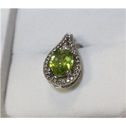 Sterling Silver Peridot & Diamond Pendant