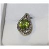 Image 1 : Sterling Silver Peridot & Diamond Pendant