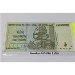 10 TRILLION DOLLAR ZIMBABWE BANK NOTE