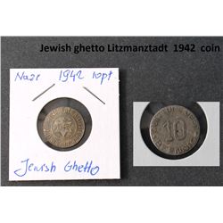 1942 NAZI JEWISH GHETTO COIN 10 PFENNIG