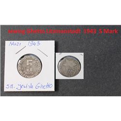 NAZI 1943 JEWISH GHETTO 5 MARK COIN