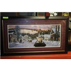 WINTER SNOW SCENE FRAMED PICTURE