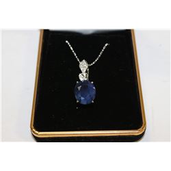 6CT NATURAL BLUE SAPPHIRE PENDANT AND .925 SILVER