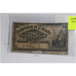 DOMINION OF CANADA 25 CENT SHINPLASTER - 1900