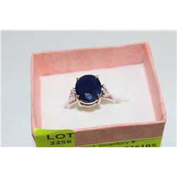 NATURAL BLUE SAPPHIRE .925 SILVER RING - SIZE 9