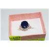 Image 1 : NATURAL BLUE SAPPHIRE .925 SILVER RING - SIZE 9