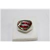 Image 1 : SUPERMAN SILVER PLATE AND ENAMEL RING  SIZE 8.5