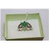 Image 1 : NATURAL EMERALD .925 SILVER RING - SIZE 5.5
