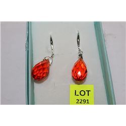 HAND CRAFTED SWAROVSKI 20MM ORANGE CRYSTAL EARRING
