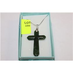 JADE CROSS ON BOX LINK CHAIN