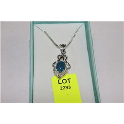 RAINBOW FIRE OPAL PENDANT SET IN SILVER PLATE ON A