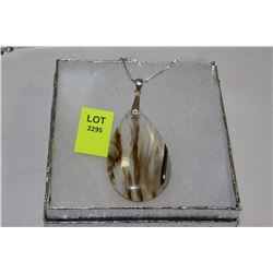 HAND CRAFTED CHERRY QUARTZ TEARDROP PENDANT ON CHA