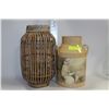 Image 1 : WICKER & GLASS BASKET & DECORATIVE CHURN