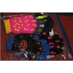 6 PACK OF SAFTEY   CHILD GLOW IN THE DARK GLOVES