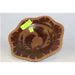 RATTAN & WOOD CARVED DOLPHIN BOWL