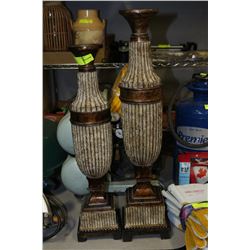 PAIR OF WOODEN SHOWHOME CANDLE HOLDERS
