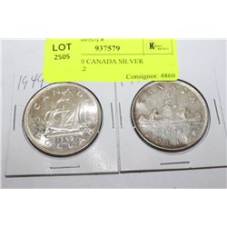 1949 & 1950 CANADA SILVER DOLLAR X2