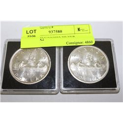 1955 & 1959 CANADA SILVER DOLLAR X2
