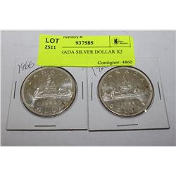 1966 CANADA SILVER DOLLAR X2