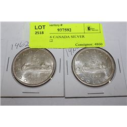 1962 & 1966 CANADA SILVER DOLLAR X2