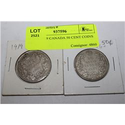 1919 & 1929 CANADA 50 CENT COINS X2