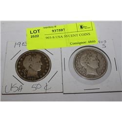 1903-O & 1903-S USA 50 CENT COINS X2