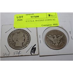 1900 & 1902 U.S.A. 50 CENT COINS X2