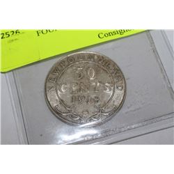 1918 NEW FOUNDLAND 50 CENT COIN