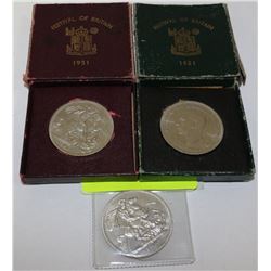 1951 BRITAIN 5 SHILLINGS X3