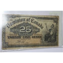 1900 DOMINION OF CANADA 25 CENT SHIN PLASTER